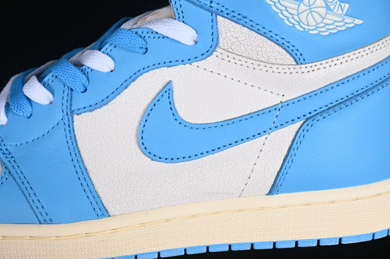 All categories Air Jordan Jordan series basketball shoes Air Jordan 1 High Foreign trade version Air Jordan 1 High OG "UNC Reimagined" AJ1 Joe 1 distressed North Carolina blue DZ5485-402